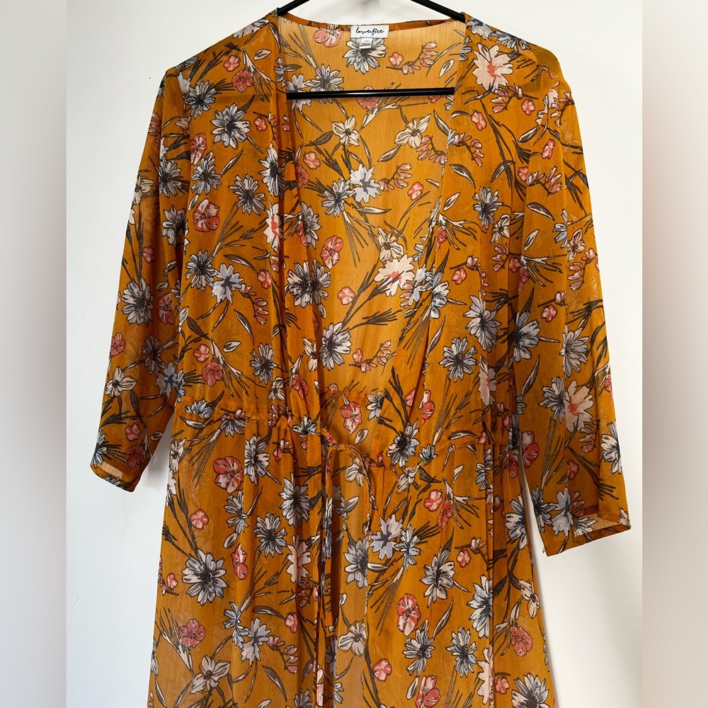Sheer floral open duster